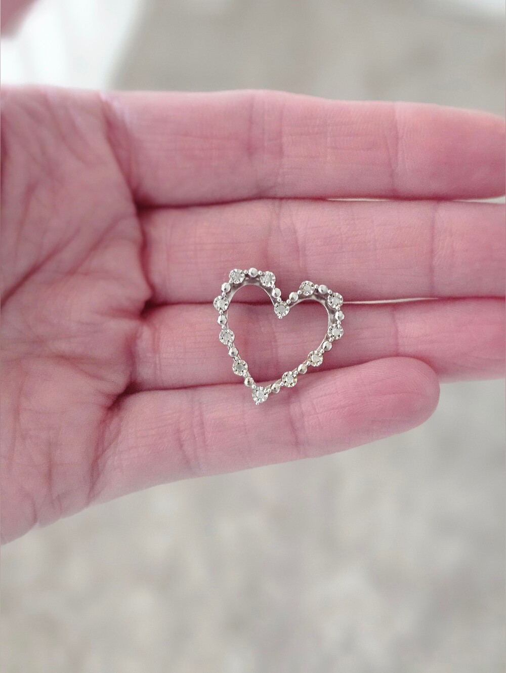 Small Sterling Silver And Diamond Effy Heart Charm